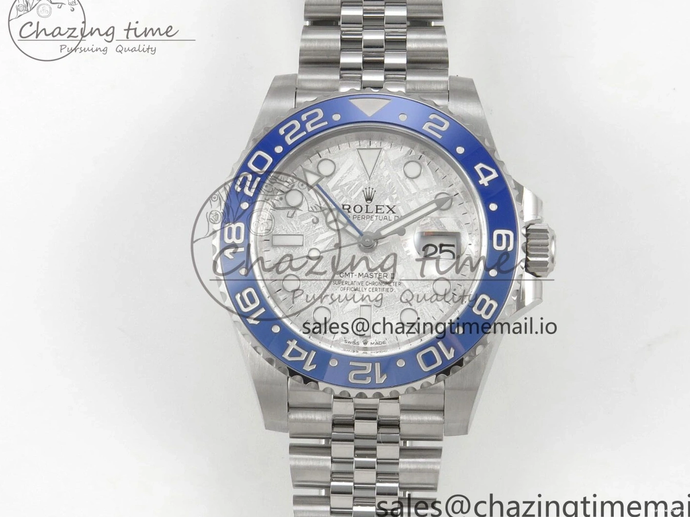 0207 Original GMT-Master II 126716 BLAKEN 904L 1:1 Best Edition Meteorite Dial on SS Jubilee Bracelet SH 177